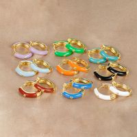 1 Pair Ig Style Simple Style Round Epoxy Plating Stainless Steel Zircon Earrings main image 1