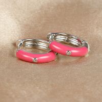 1 Pair Ig Style Simple Style Round Epoxy Plating Stainless Steel Zircon Earrings sku image 10