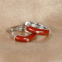 1 Pair Ig Style Simple Style Round Epoxy Plating Stainless Steel Zircon Earrings sku image 19