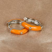 1 Pair Ig Style Simple Style Round Epoxy Plating Stainless Steel Zircon Earrings sku image 21