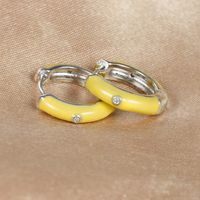 1 Pair Ig Style Simple Style Round Epoxy Plating Stainless Steel Zircon Earrings sku image 25