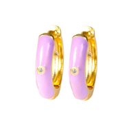 1 Pair Ig Style Simple Style Round Epoxy Plating Stainless Steel Zircon Earrings main image 5