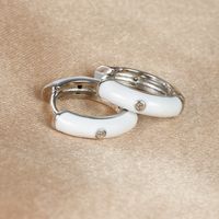 1 Pair Ig Style Simple Style Round Epoxy Plating Stainless Steel Zircon Earrings sku image 2