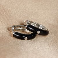 1 Pair Ig Style Simple Style Round Epoxy Plating Stainless Steel Zircon Earrings sku image 4