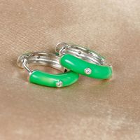1 Pair Ig Style Simple Style Round Epoxy Plating Stainless Steel Zircon Earrings sku image 16
