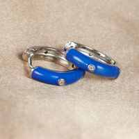 1 Pair Ig Style Simple Style Round Epoxy Plating Stainless Steel Zircon Earrings sku image 14