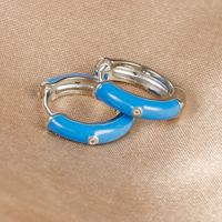 1 Pair Ig Style Simple Style Round Epoxy Plating Stainless Steel Zircon Earrings sku image 27
