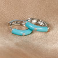 1 Pair Ig Style Simple Style Round Epoxy Plating Stainless Steel Zircon Earrings sku image 29