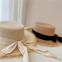 Women's Pastoral Simple Style Color Block Wide Eaves Straw Hat main image 6