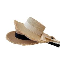 Women's Pastoral Simple Style Color Block Wide Eaves Straw Hat main image 5