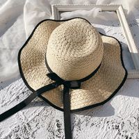 Women's Sweet Simple Style Color Block Wide Eaves Straw Hat main image 5