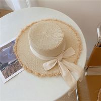 Women's Pastoral Simple Style Color Block Wide Eaves Straw Hat sku image 1