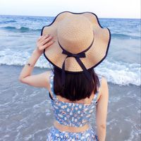 Women's Sweet Simple Style Color Block Wide Eaves Straw Hat main image 3