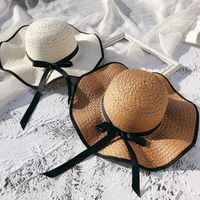 Women's Sweet Simple Style Color Block Wide Eaves Straw Hat main image 1