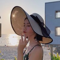 Women's Simple Style Color Block Wide Eaves Straw Hat sku image 6