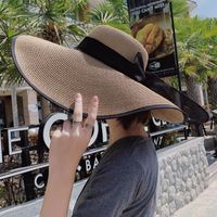 Women's Simple Style Color Block Wide Eaves Straw Hat sku image 5