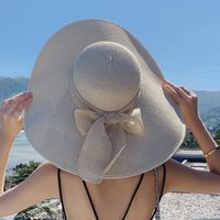 Women's Simple Style Color Block Wide Eaves Straw Hat sku image 4