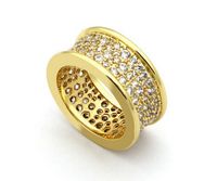Simple Style Solid Color Copper Plating Inlay Rhinestones 18k Gold Plated Rings sku image 5