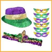 Mardi Gras Classic Style Color Block Cloth Holiday Carnival Decorative Props main image 6