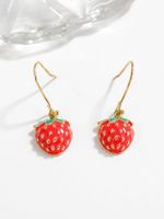 1 Pair Cute Strawberry Enamel Copper Drop Earrings main image 3