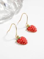 1 Pair Cute Strawberry Enamel Copper Drop Earrings main image 2