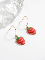 1 Pair Cute Strawberry Enamel Copper Drop Earrings main image 5