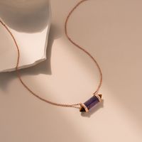 Elegant Simple Style Geometric Titanium Steel Plating Inlay Natural Stone Crystal 18k Gold Plated Pendant Necklace main image 4