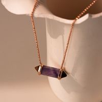 Elegant Simple Style Geometric Titanium Steel Plating Inlay Natural Stone Crystal 18k Gold Plated Pendant Necklace main image 5
