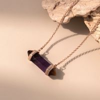 Elegant Simple Style Geometric Titanium Steel Plating Inlay Natural Stone Crystal 18k Gold Plated Pendant Necklace main image 3