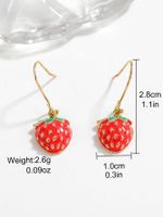 1 Pair Cute Strawberry Enamel Copper Drop Earrings sku image 1