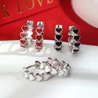 1 Pair Cute Sweet Heart Shape Enamel Plating Sterling Silver White Gold Plated Earrings main image 3