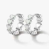 1 Pair Cute Sweet Heart Shape Enamel Plating Sterling Silver White Gold Plated Earrings sku image 2