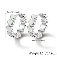 1 Pair Cute Sweet Heart Shape Enamel Plating Sterling Silver White Gold Plated Earrings main image 2
