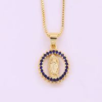 Retro Simple Style Portrait Copper Plating Inlay Zircon 18k Gold Plated Necklace sku image 4