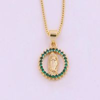 Retro Simple Style Portrait Copper Plating Inlay Zircon 18k Gold Plated Necklace sku image 3