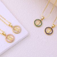 Retro Simple Style Portrait Copper Plating Inlay Zircon 18k Gold Plated Necklace main image 1