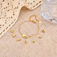Modern Style Simple Style Classic Style Letter Heart Shape Stainless Steel Gold Plated Bracelets In Bulk main image 5