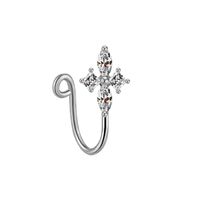 Simple Style Classic Style Heart Shape Butterfly Stainless Steel Copper White Gold Plated Rhinestones Zircon Nose Ring In Bulk main image 7