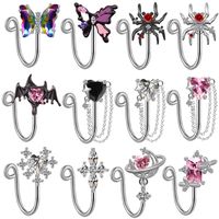 Simple Style Classic Style Heart Shape Butterfly Stainless Steel Copper White Gold Plated Rhinestones Zircon Nose Ring In Bulk main image 1