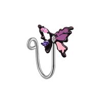 Simple Style Classic Style Heart Shape Butterfly Stainless Steel Copper White Gold Plated Rhinestones Zircon Nose Ring In Bulk sku image 7
