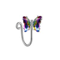 Simple Style Classic Style Heart Shape Butterfly Stainless Steel Copper White Gold Plated Rhinestones Zircon Nose Ring In Bulk sku image 8