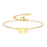 Modern Style Simple Style Classic Style Letter Heart Shape Stainless Steel Gold Plated Bracelets In Bulk main image 7