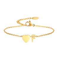 Modern Style Simple Style Classic Style Letter Heart Shape Stainless Steel Gold Plated Bracelets In Bulk sku image 6