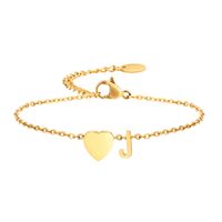 Modern Style Simple Style Classic Style Letter Heart Shape Stainless Steel Gold Plated Bracelets In Bulk sku image 10