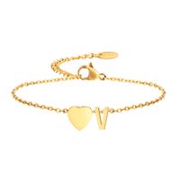 Modern Style Simple Style Classic Style Letter Heart Shape Stainless Steel Gold Plated Bracelets In Bulk sku image 22