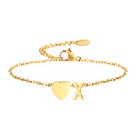Modern Style Simple Style Classic Style Letter Heart Shape Stainless Steel Gold Plated Bracelets In Bulk sku image 24