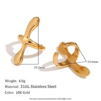 1 Pair Simple Style Classic Style Cross Plating Stainless Steel 18k Gold Plated Ear Cuffs main image 2