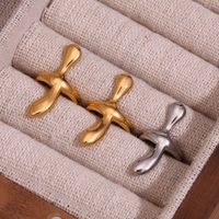 1 Pair Simple Style Classic Style Cross Plating Stainless Steel 18k Gold Plated Ear Cuffs main image 4
