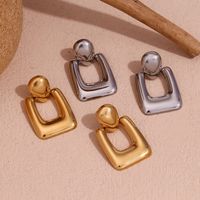 1 Pair Vintage Style Simple Style Classic Style Square Plating Stainless Steel 18k Gold Plated Drop Earrings main image 1