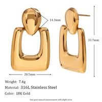 1 Pair Vintage Style Simple Style Classic Style Square Plating Stainless Steel 18k Gold Plated Drop Earrings main image 2